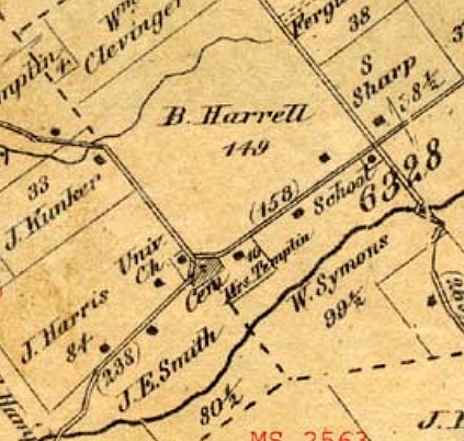 map of Edwardsville showing church